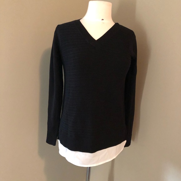 Hilary Radley Knit Sweater with Cheater Blouse Size Small - Picture 1 of 4
